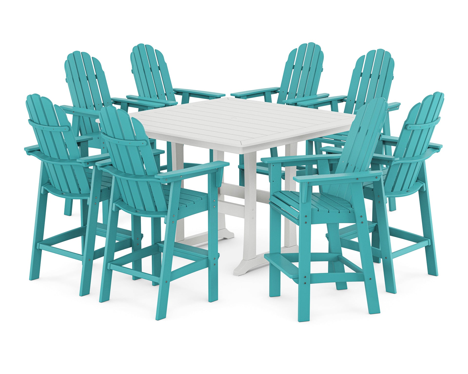 Vineyard Curveback Adirondack 9-Piece Trestle Bar Set