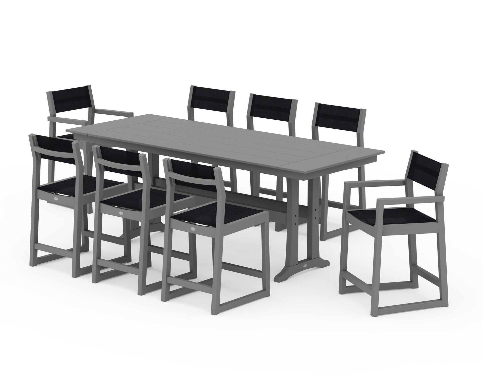 EDGE Sling 9-Piece Farmhouse Counter Set with Trestle Legs