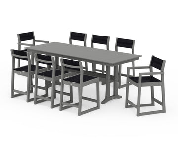 EDGE Sling 9-Piece Farmhouse Counter Set with Trestle Legs