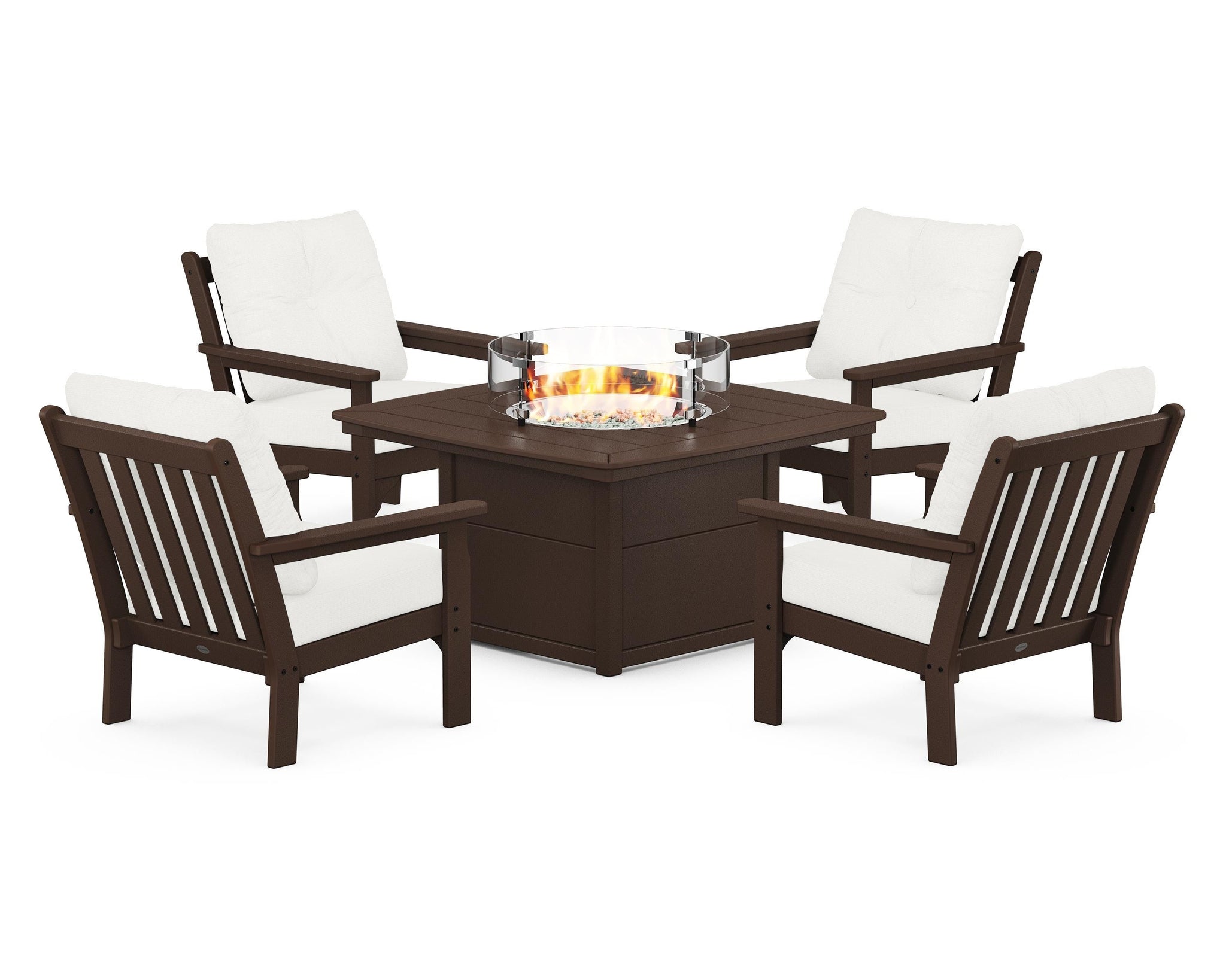 Vineyard 5-Piece Conversation Set with Fire Pit Table