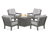 Vineyard 5-Piece Conversation Set with Fire Pit Table