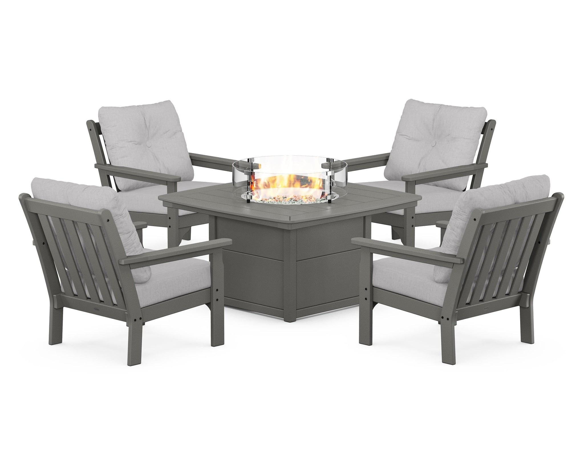 Vineyard 5-Piece Conversation Set with Fire Pit Table