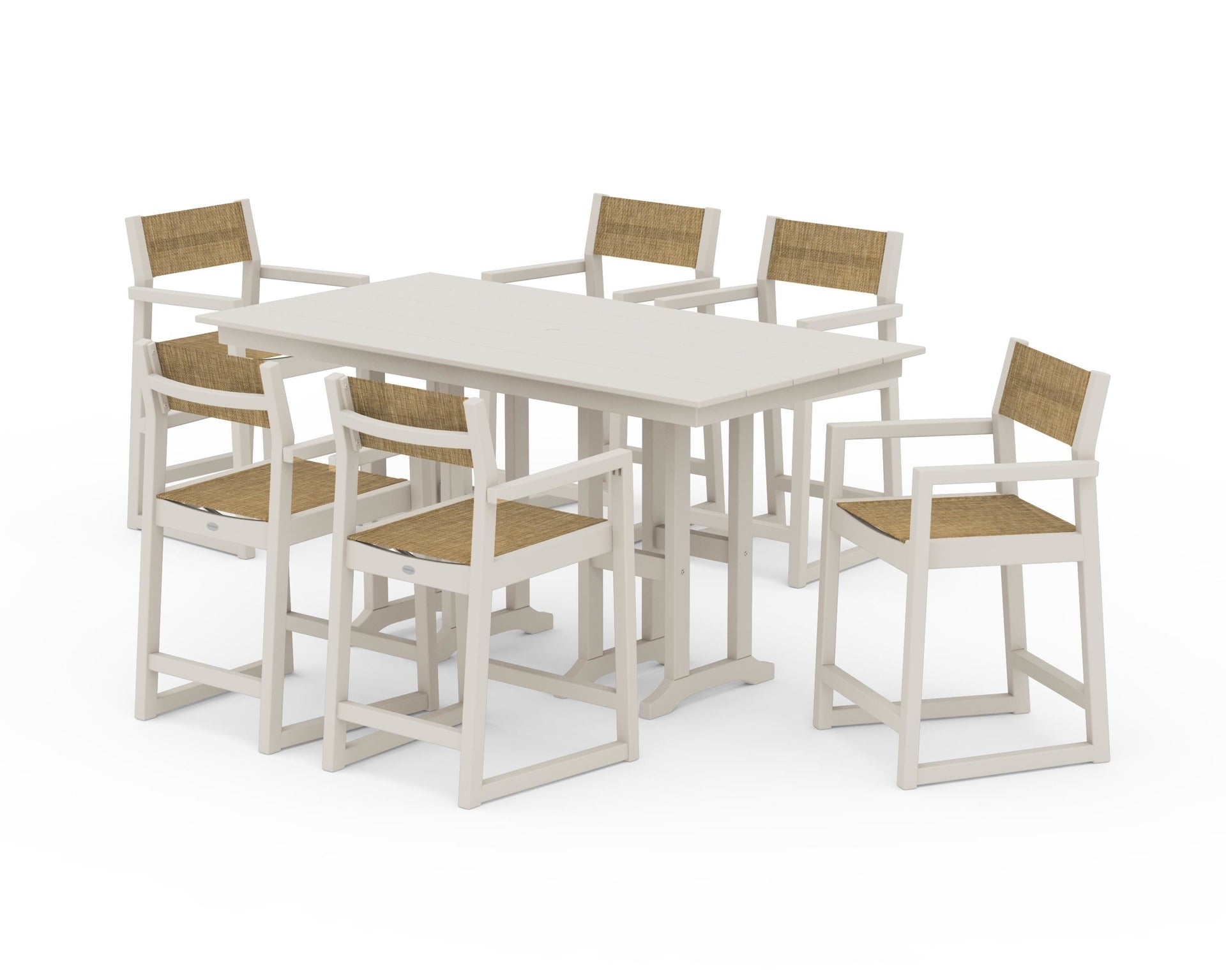 EDGE Sling Arm Chair 7-Piece Farmhouse Counter Set