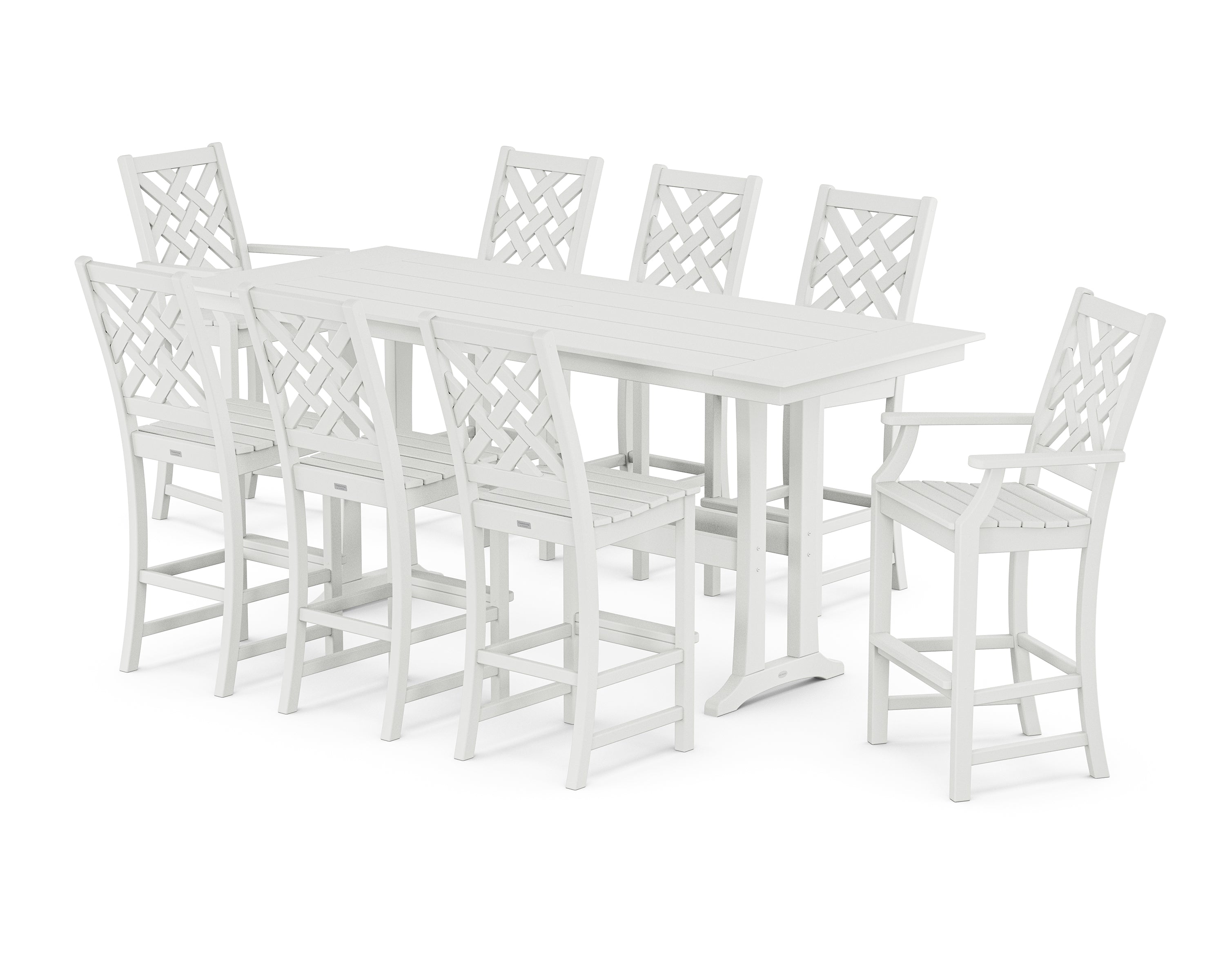 Wovendale 9-Piece Farmhouse Bar Set with Trestle Legs