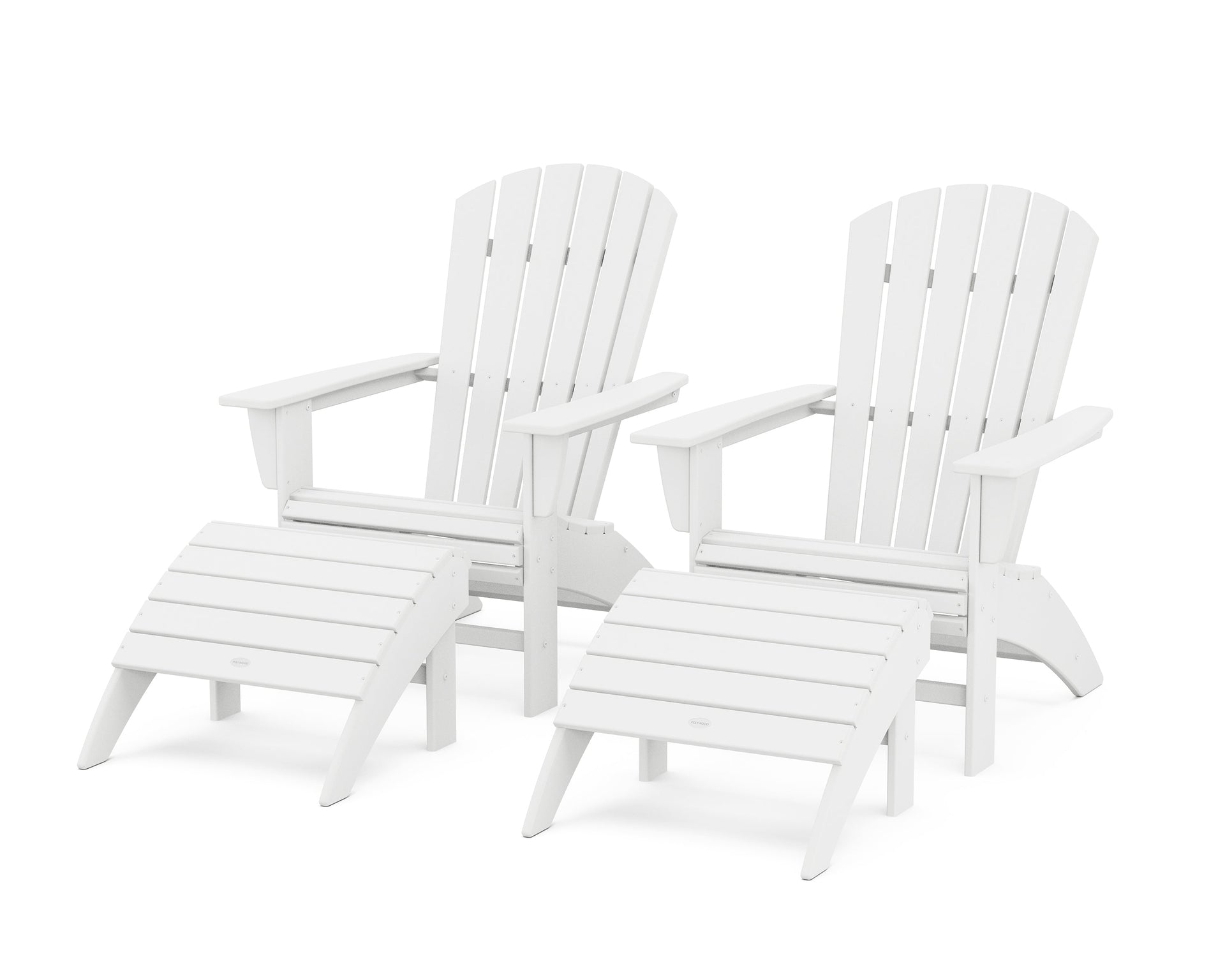 Nautical Curveback Adirondack Chair 4-Piece Set with Ottomans