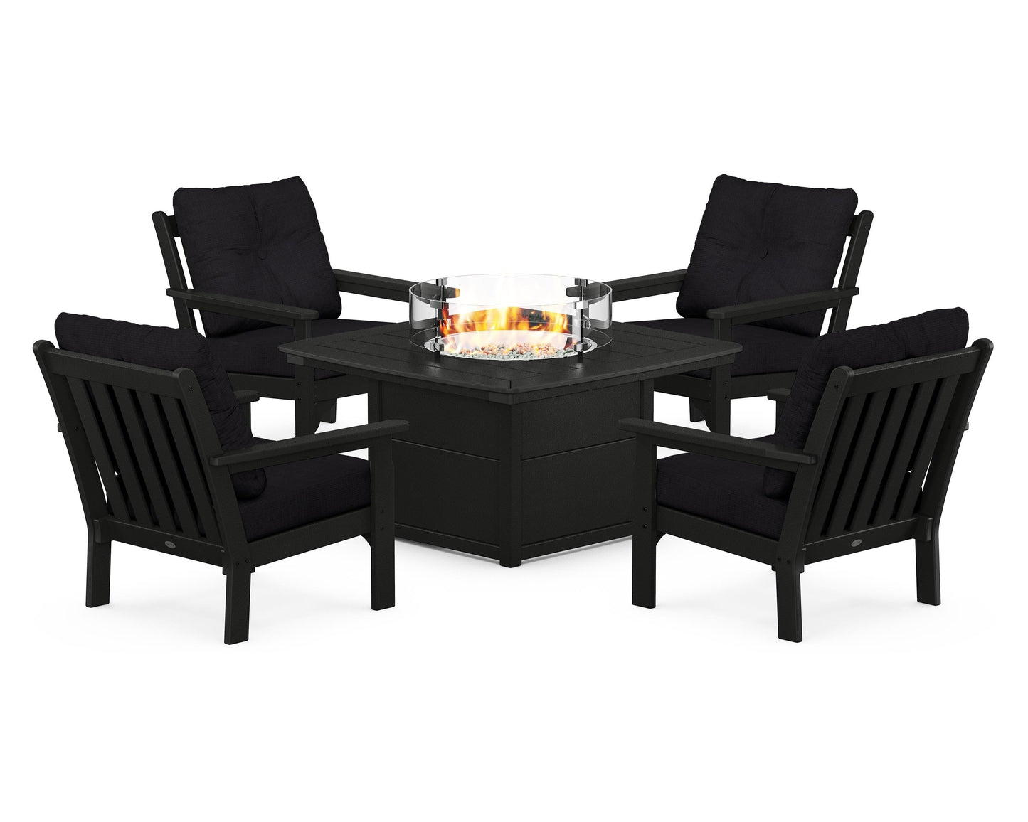 Vineyard 5-Piece Conversation Set with Fire Pit Table