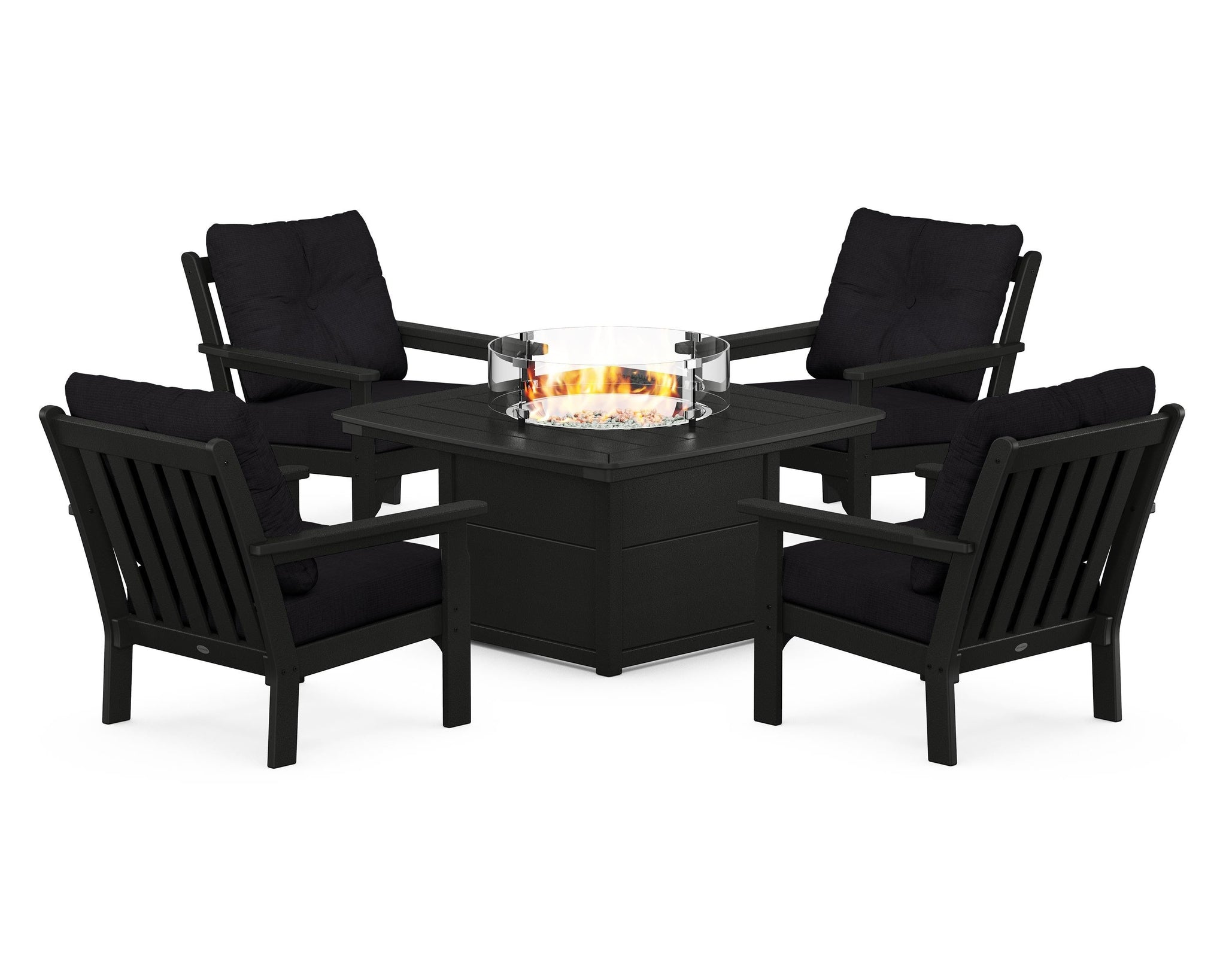 Vineyard 5-Piece Conversation Set with Fire Pit Table