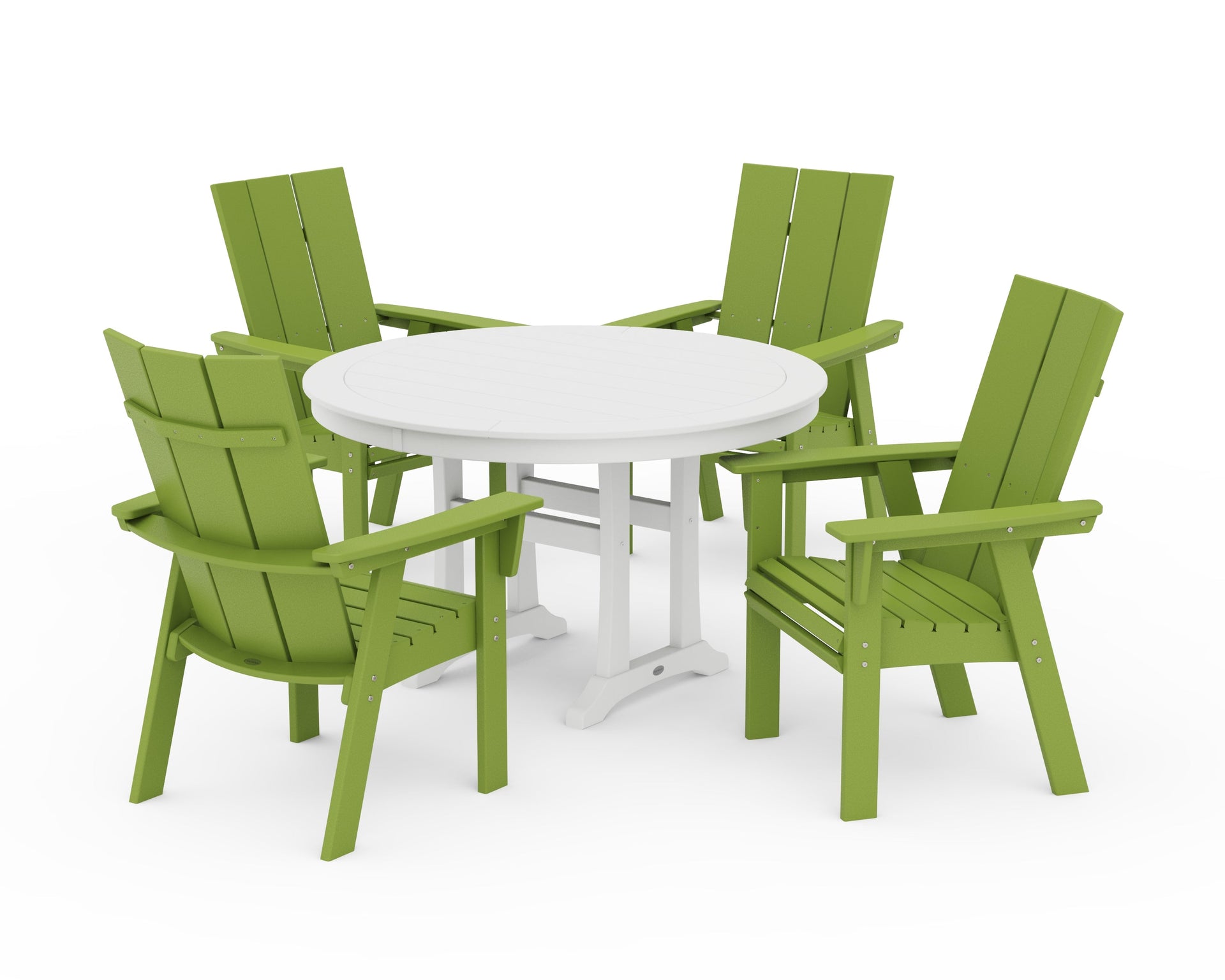 Modern Curveback Adirondack 5-Piece Nautical Trestle Dining Set