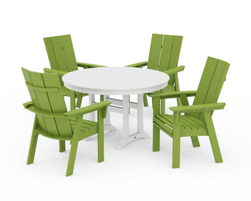 Modern Curveback Adirondack 5-Piece Nautical Trestle Dining Set