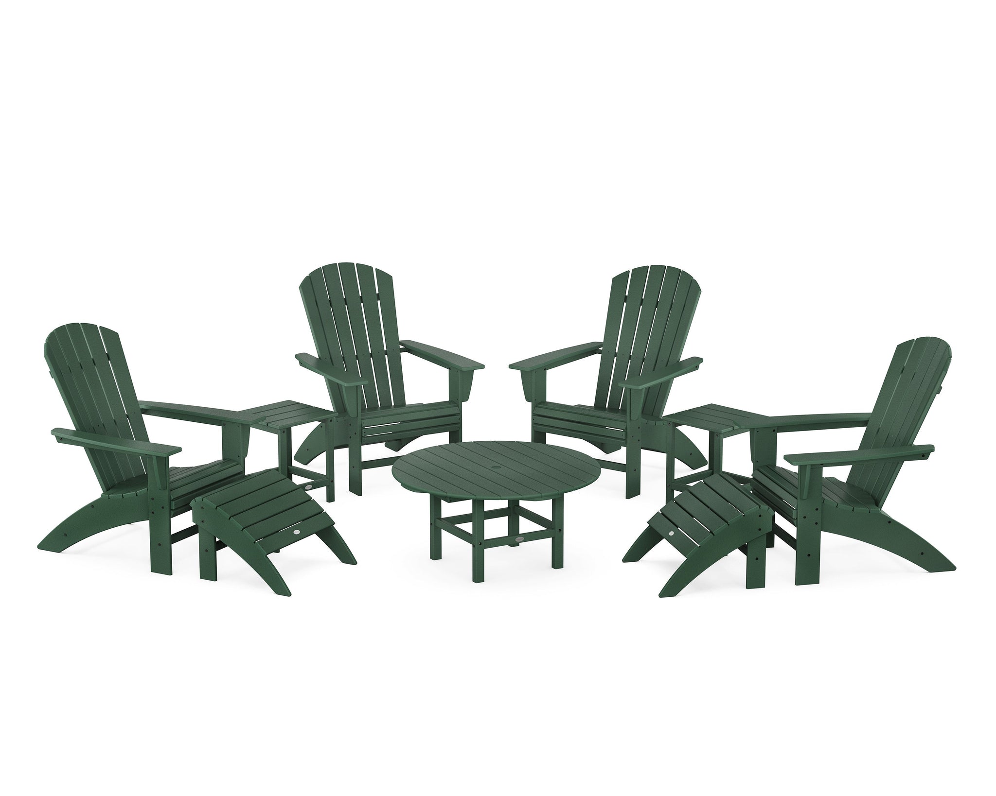Nautical Curveback Adirondack Chair 9-Piece Conversation Set