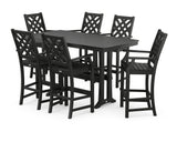 Wovendale Arm Chair 7-Piece Bar Set with Trestle Legs
