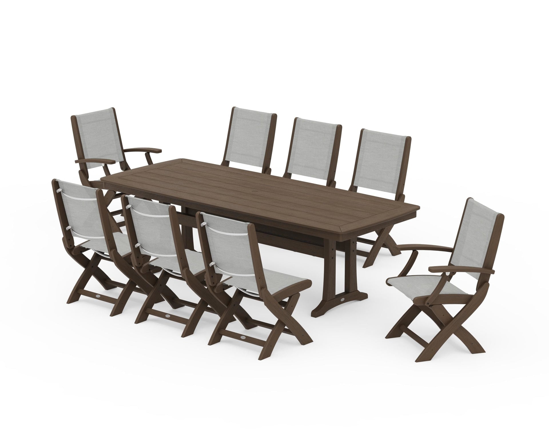 Coastal Folding 9-Piece Dining Set with Trestle Legs