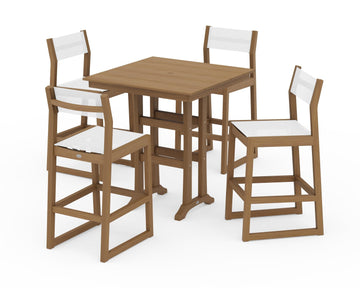 EDGE Sling Arm Chair 5-Piece Farmhouse Bar Set with Trestle Legs