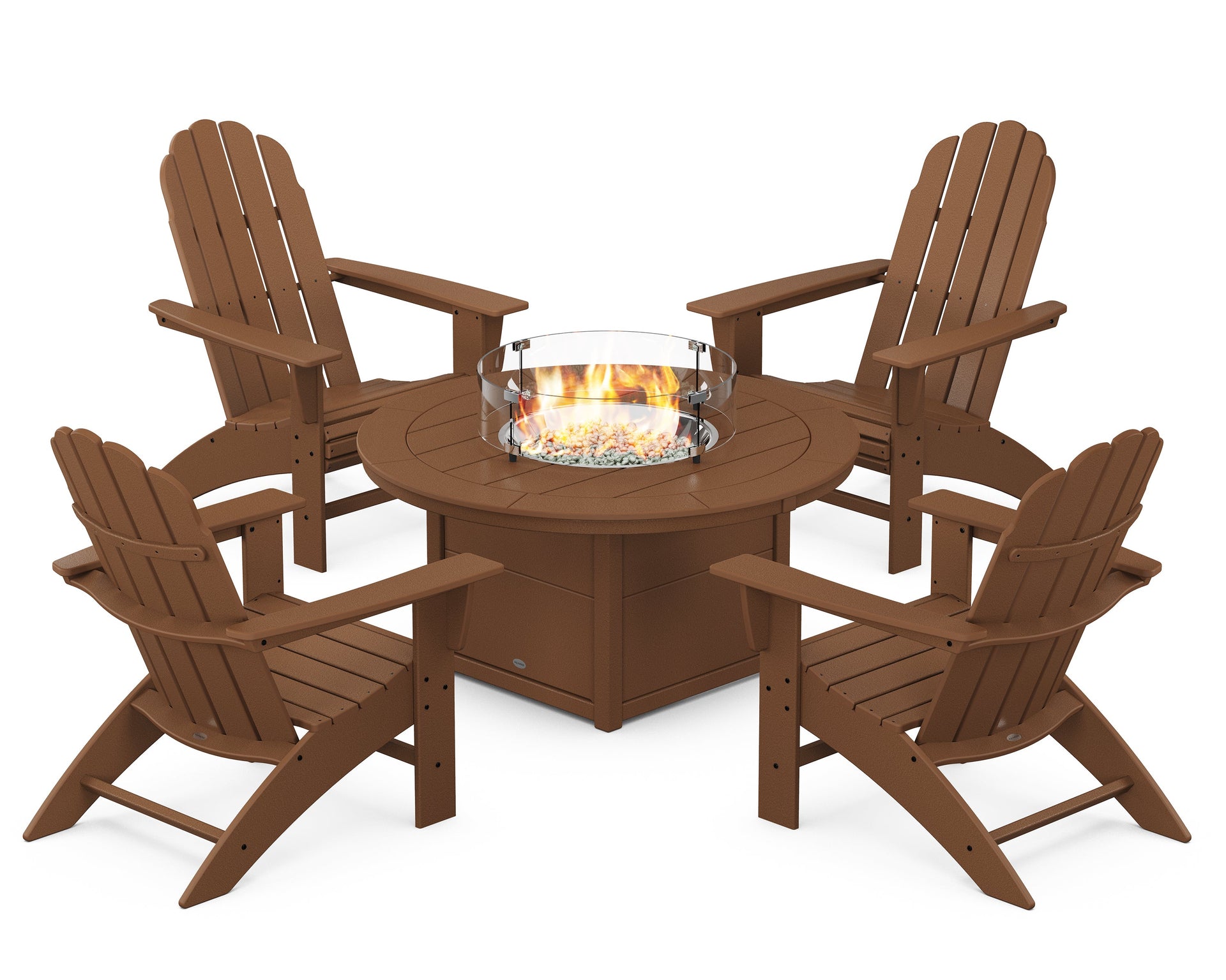 Vineyard Curveback Adirondack 5-Piece Conversation Set with Fire Pit Table