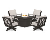 Braxton 5-Piece Deep Seating Swivel Conversation Set with Fire Pit Table