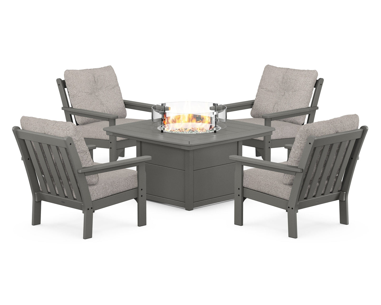 Vineyard 5-Piece Conversation Set with Fire Pit Table