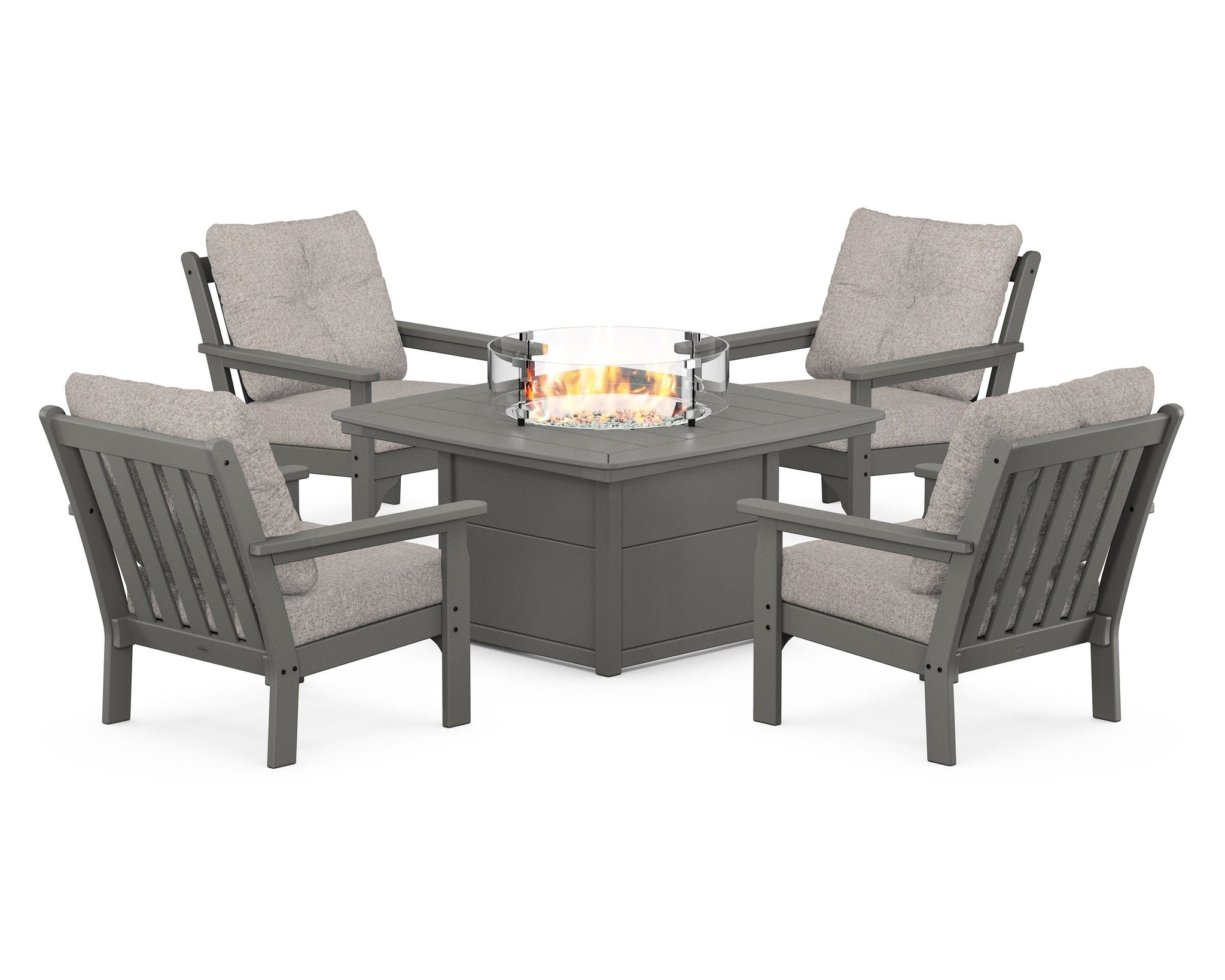 Vineyard 5-Piece Conversation Set with Fire Pit Table