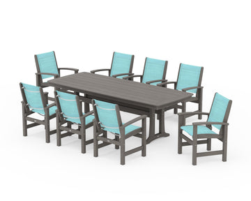 Coastal 9-Piece Dining Set with Trestle Legs
