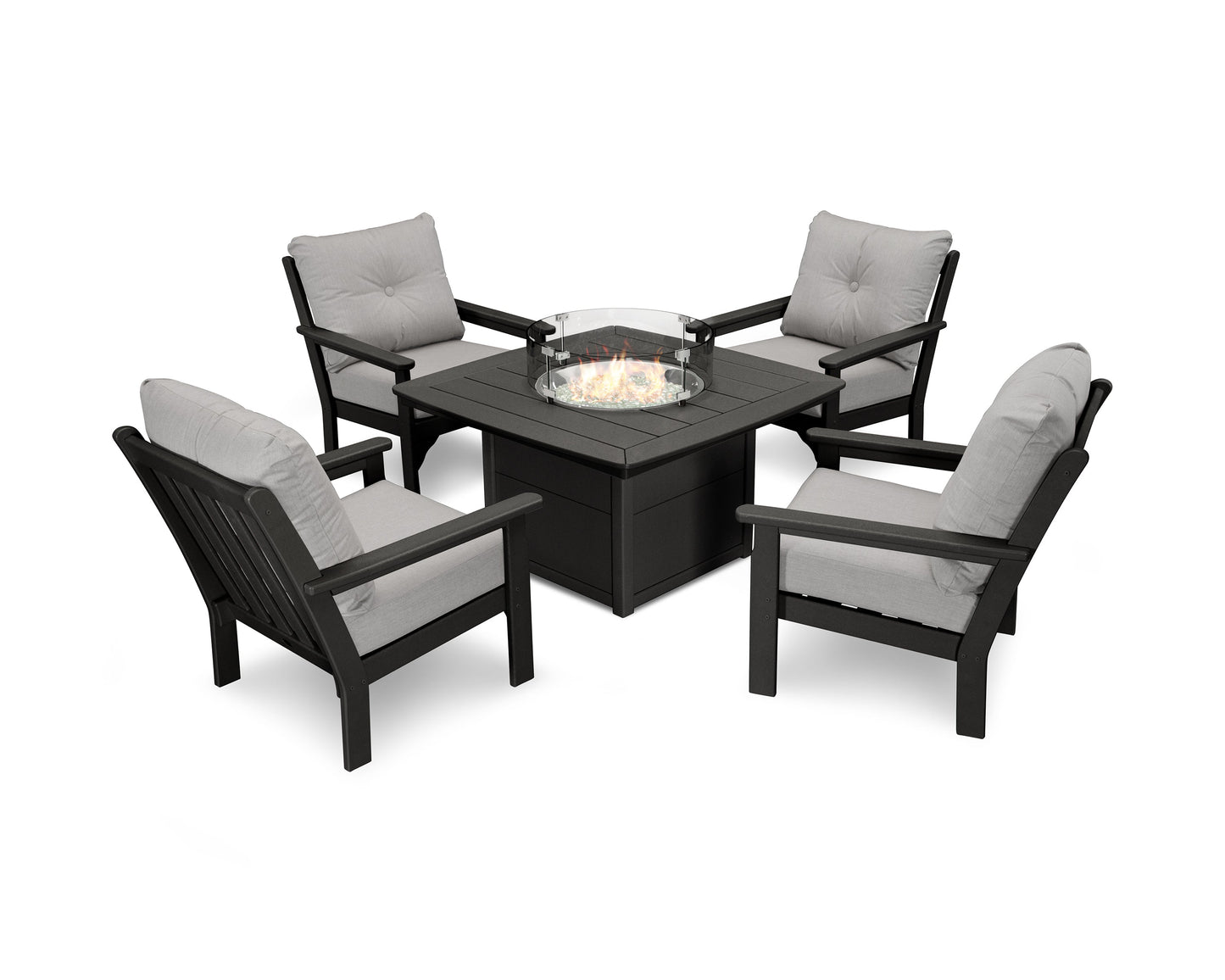 Vineyard 5-Piece Conversation Set with Fire Pit Table