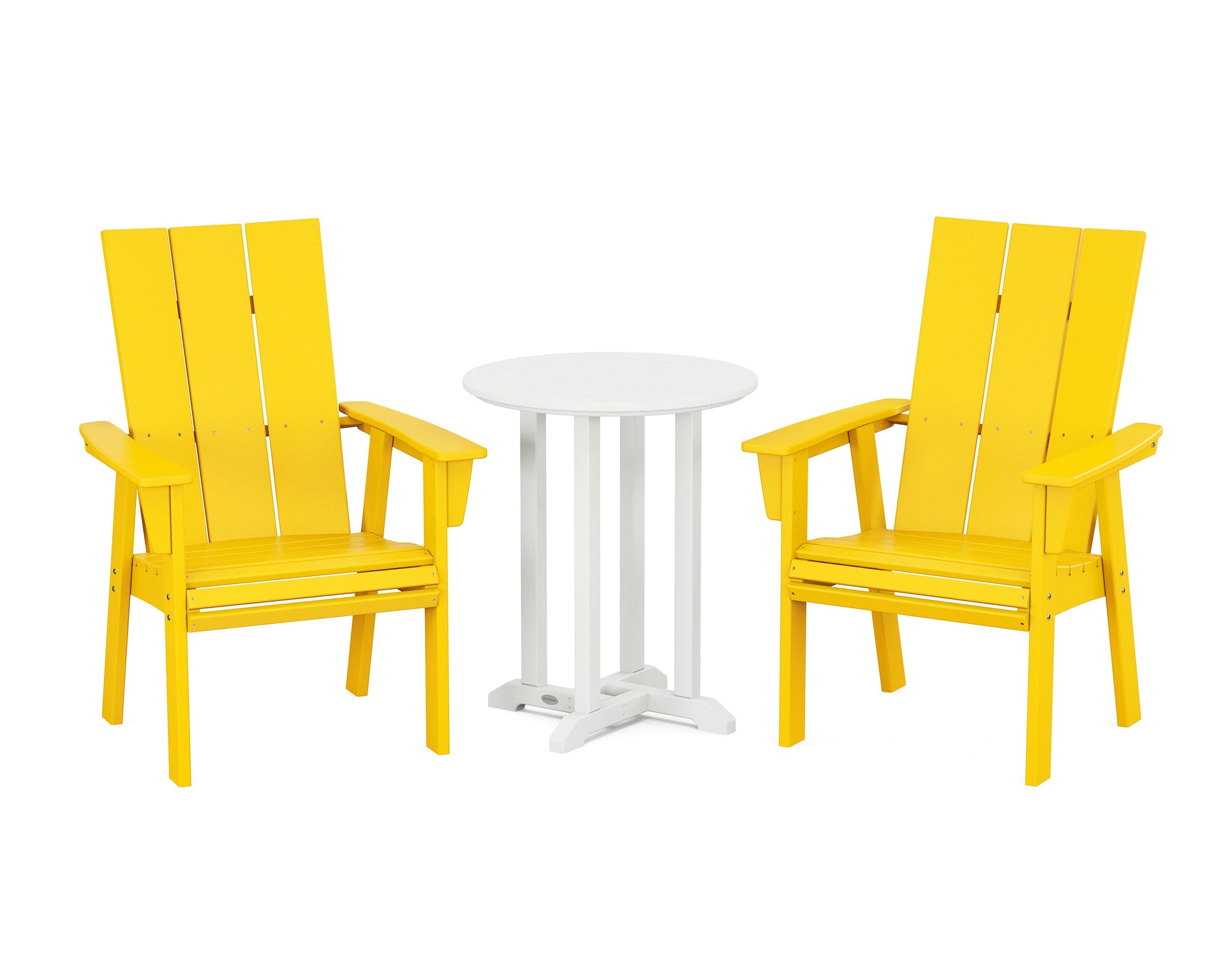 Modern Curveback Adirondack 3-Piece Round Bistro Dining Set