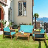 Costway 4-Piece Patio Rattan Furniture Set Removable Cushions White 42961830 New