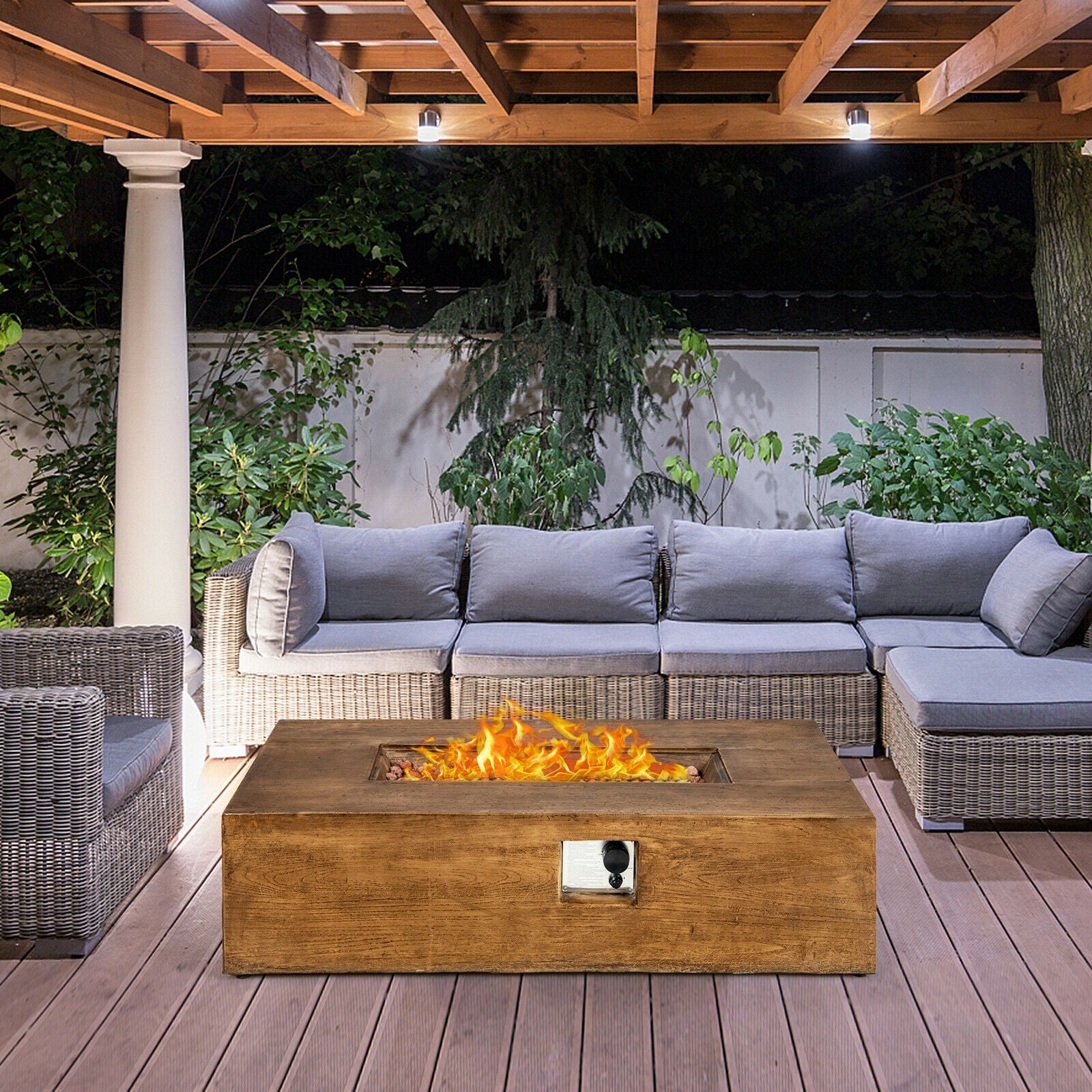 Costway 48 x 27" Outdoor Gas Fire Pit Table 50,000 BTU Lava Rocks Cover 43751268 New