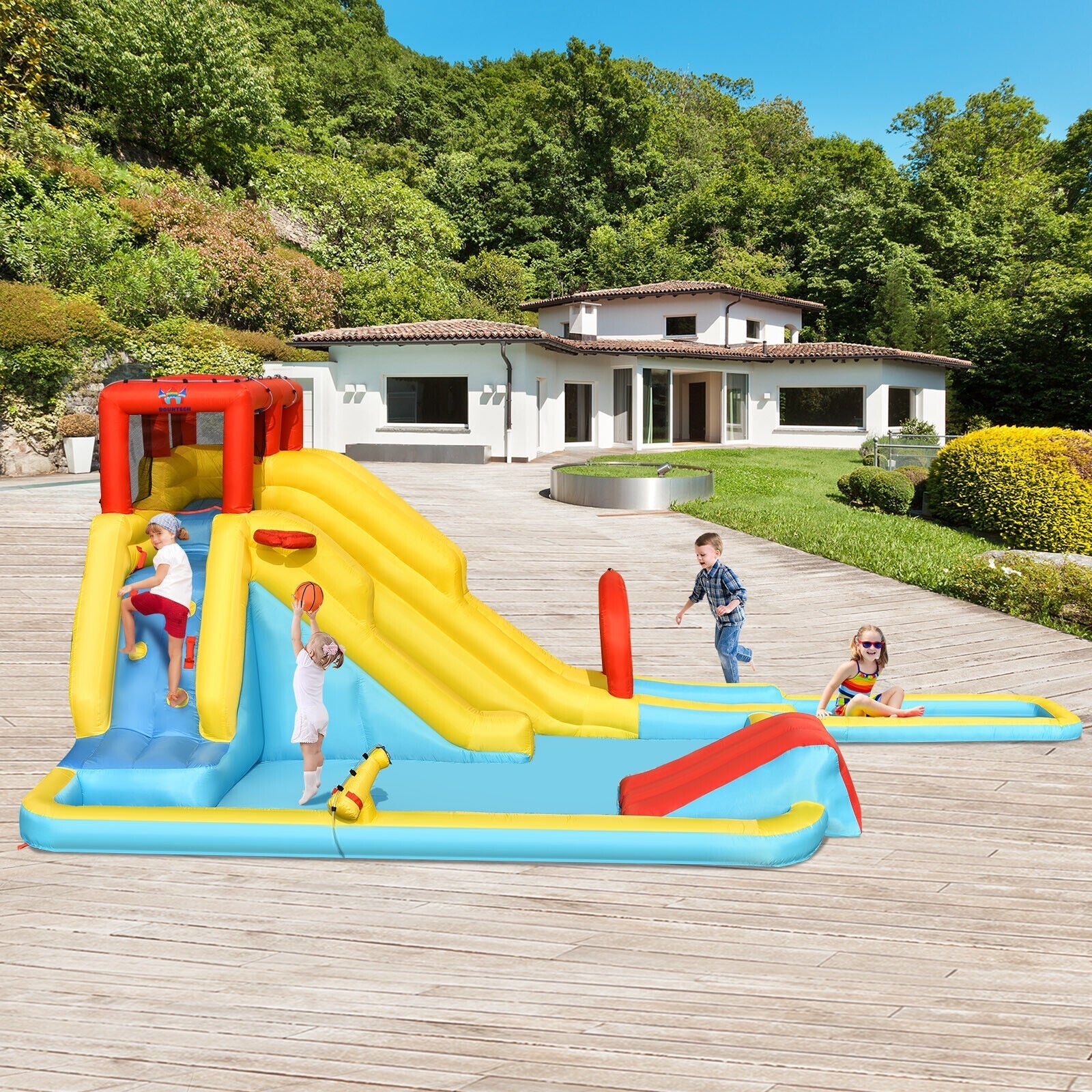 Costway Inflatable Dual Slide Water Park Climbing Bouncer w/ 735W Air Blower 25048361 New