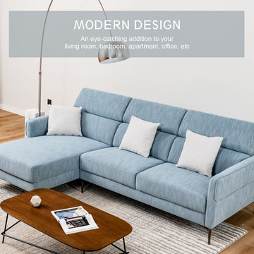 Costway 105" L-Shaped Sofa Couch w/ 3 Adjustable Headrests 32058967 New