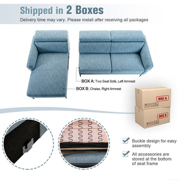 Costway 105" L-Shaped Sofa Couch w/ 3 Adjustable Headrests 32058967 New