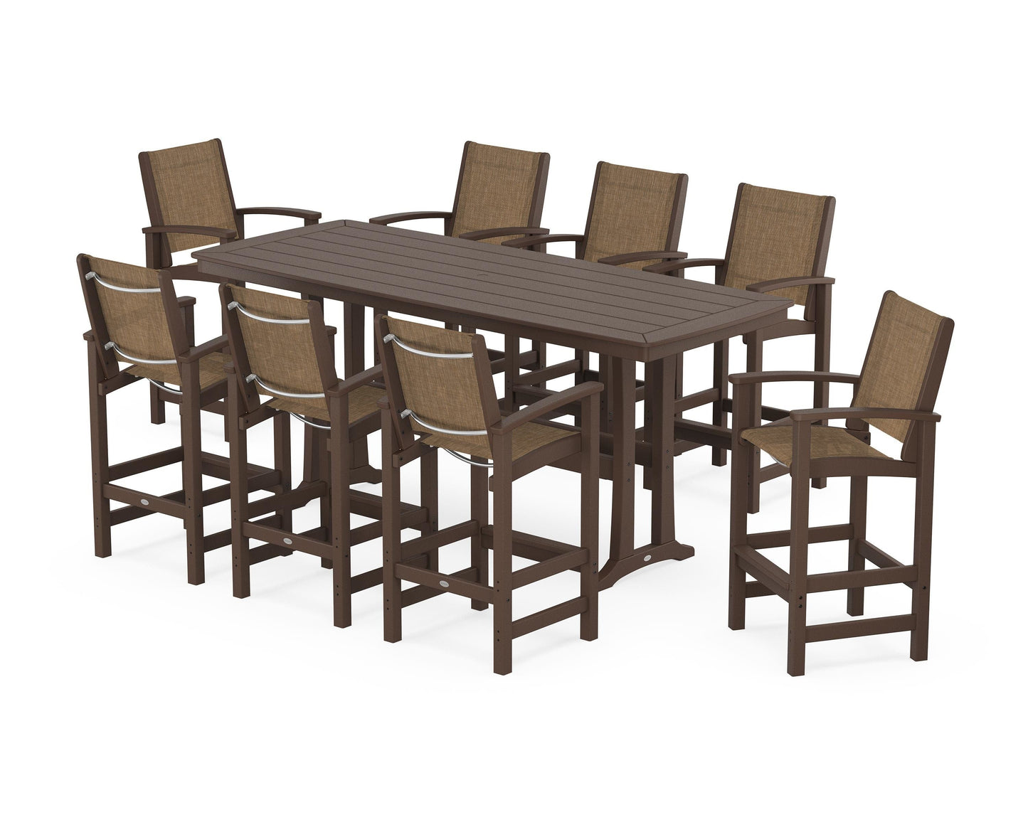 Coastal 9-Piece Bar Set with Trestle Legs