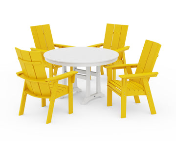 Modern Curveback Adirondack 5-Piece Nautical Trestle Dining Set
