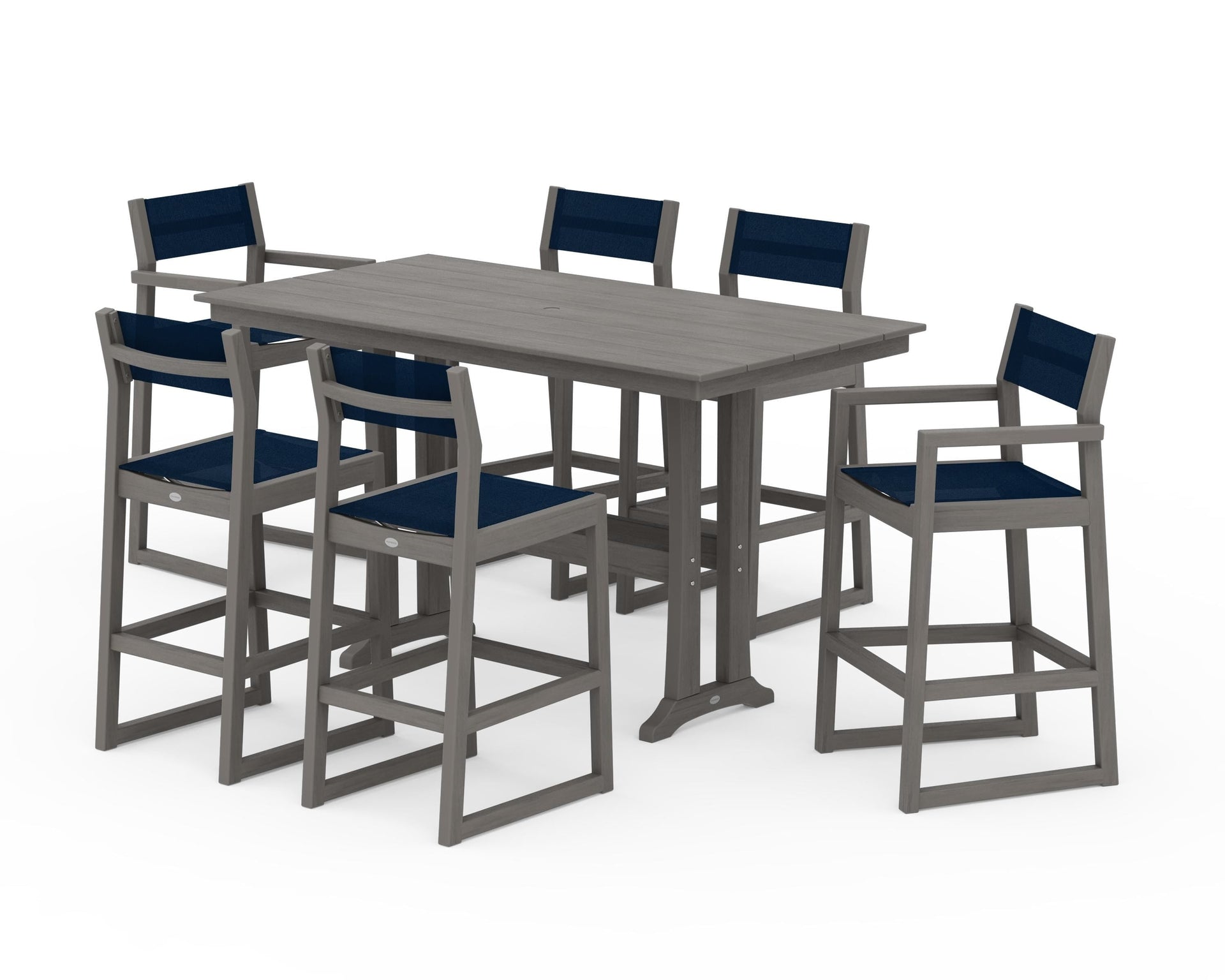 EDGE Sling 7-Piece Farmhouse Bar Set with Trestle Legs