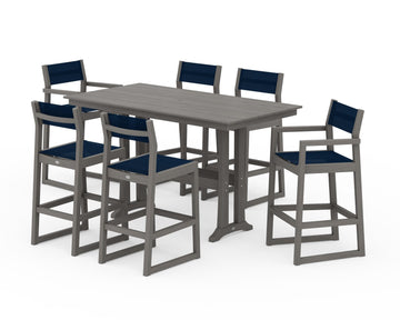 EDGE Sling 7-Piece Farmhouse Bar Set with Trestle Legs