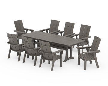 Modern Curveback Adirondack 9-Piece Farmhouse Dining Set with Trestle Legs