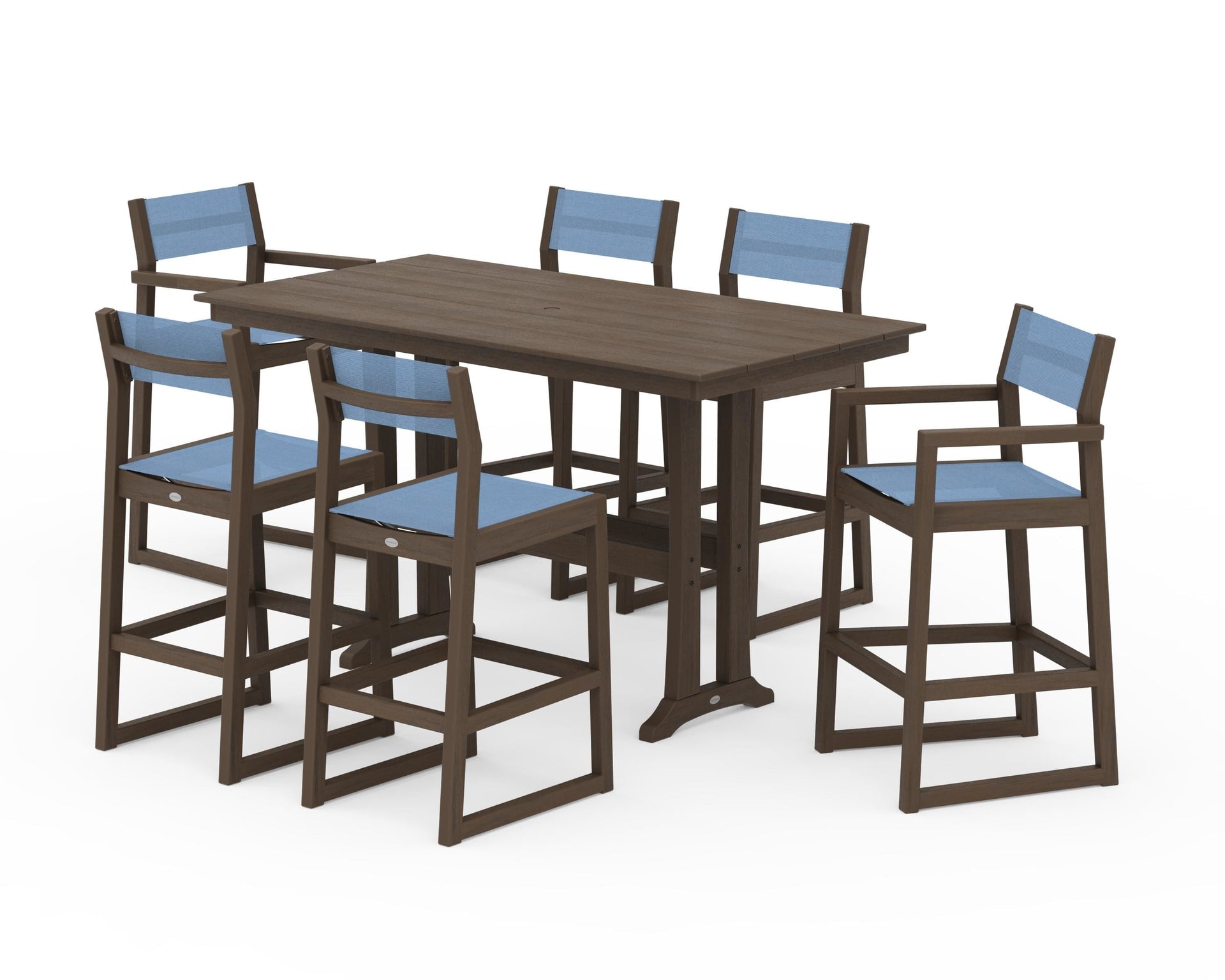 EDGE Sling 7-Piece Farmhouse Bar Set with Trestle Legs