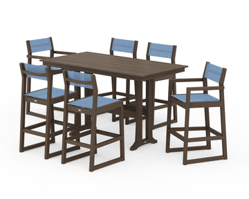 EDGE Sling 7-Piece Farmhouse Bar Set with Trestle Legs