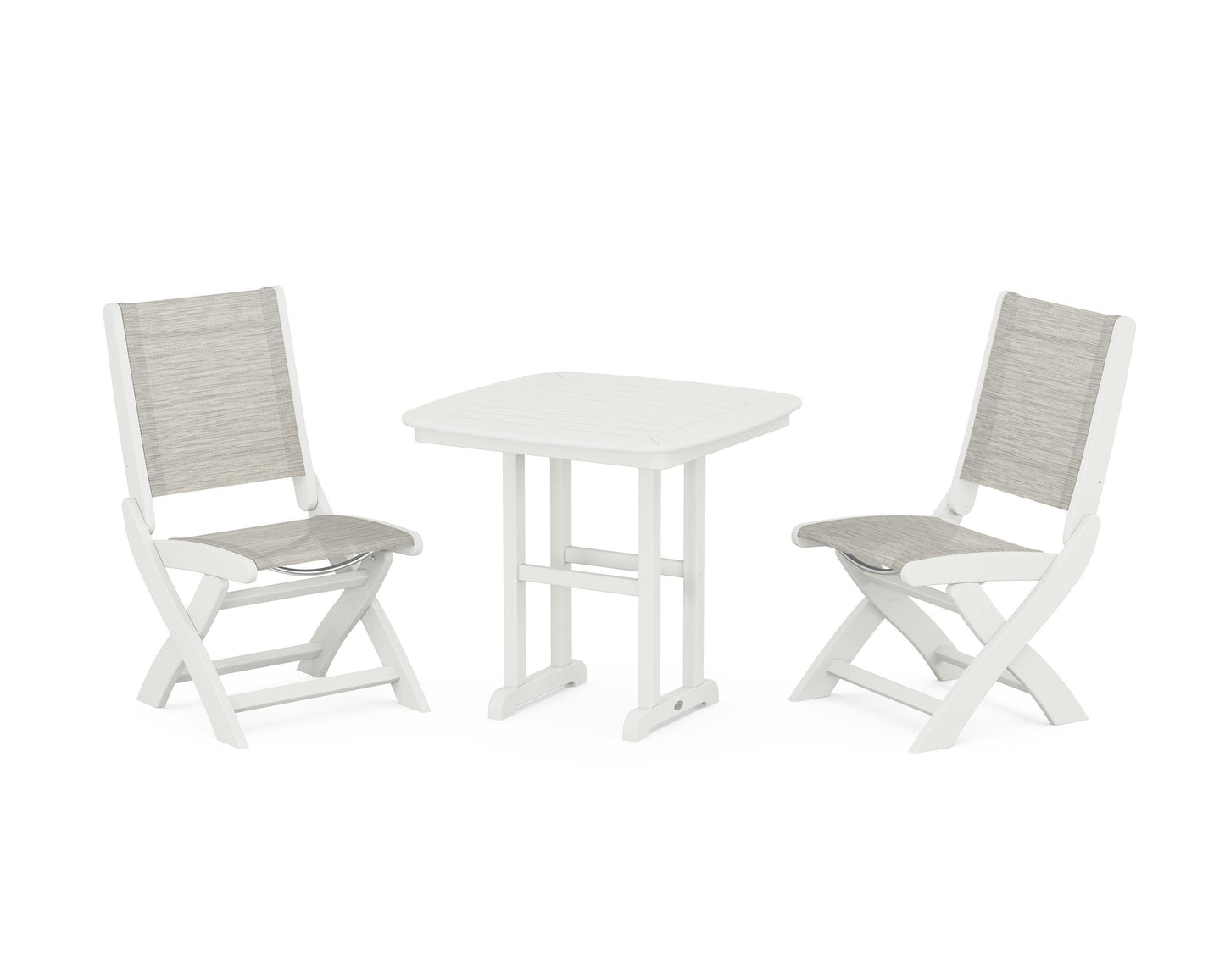 Coastal Folding Side Chair 3-Piece Dining Set