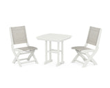 Coastal Folding Side Chair 3-Piece Dining Set