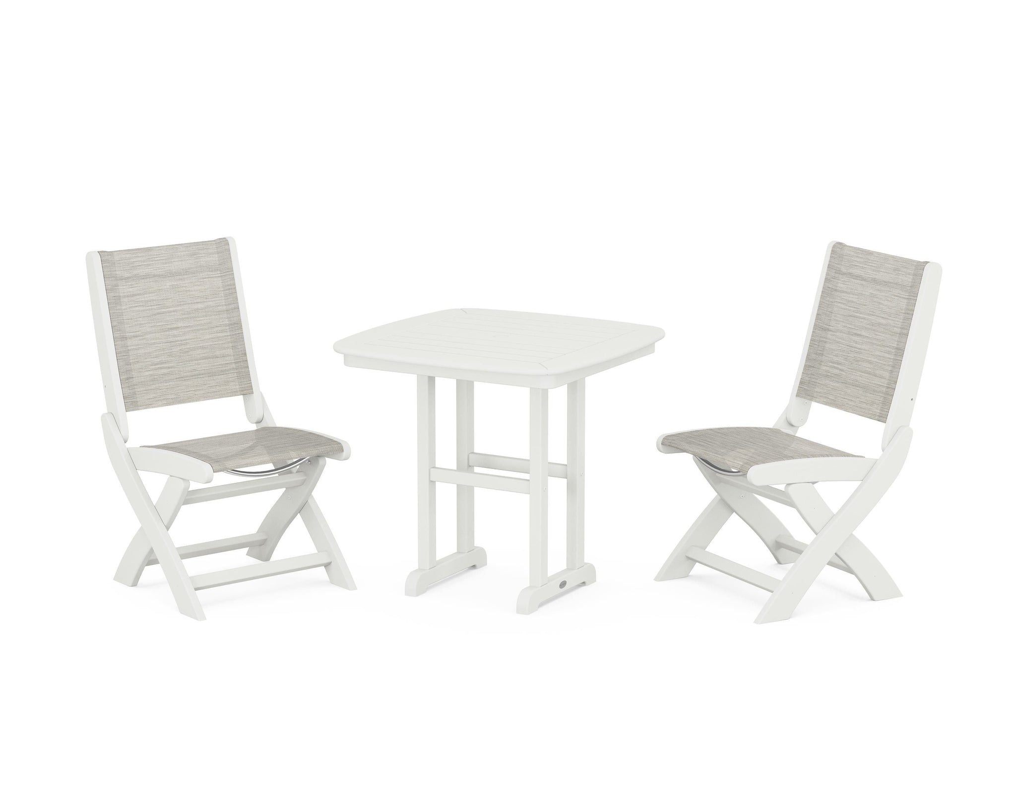 Coastal Folding Side Chair 3-Piece Dining Set