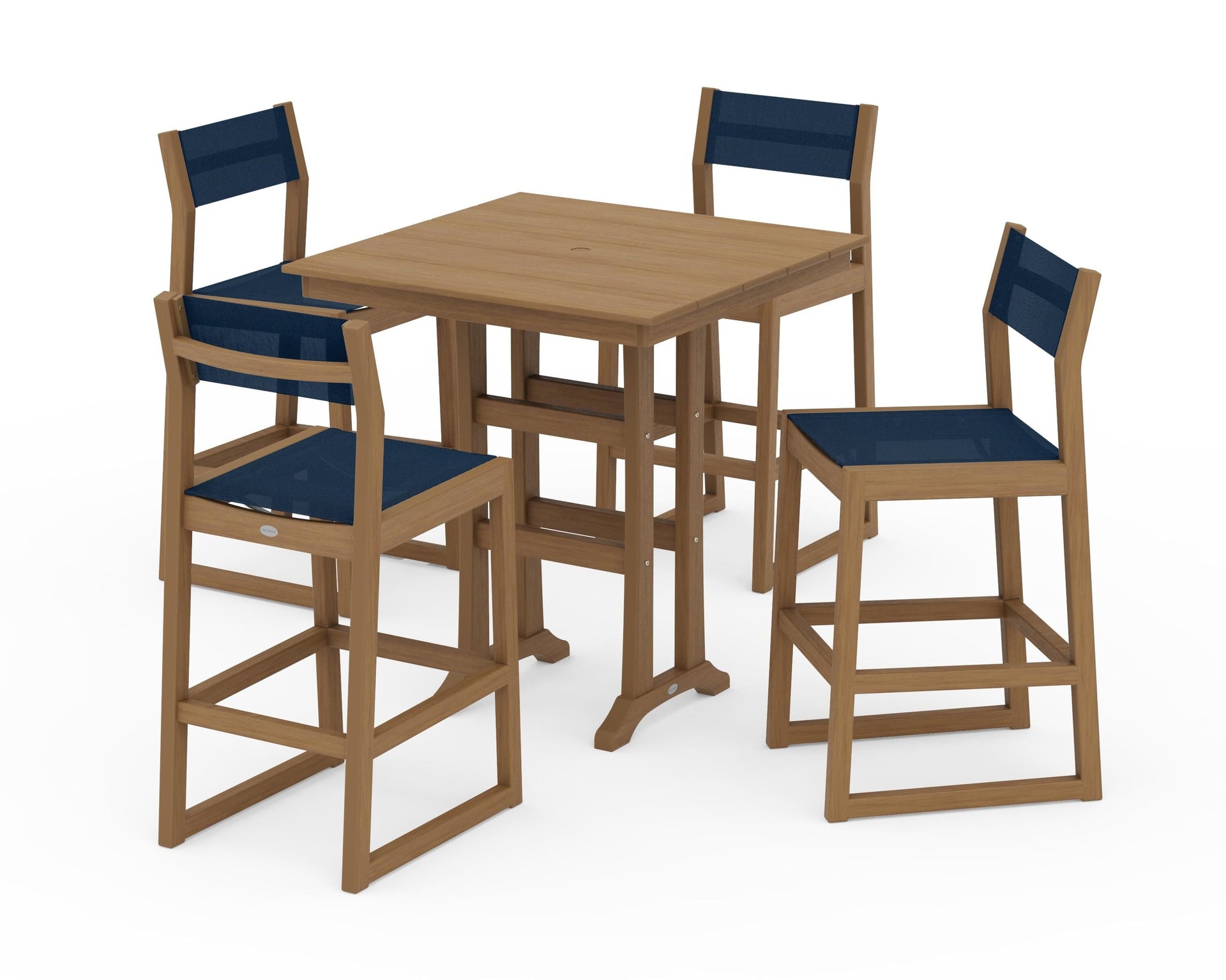 EDGE Sling Arm Chair 5-Piece Farmhouse Bar Set with Trestle Legs