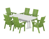 Modern Curveback Adirondack 7-Piece Dining Set with Trestle Legs