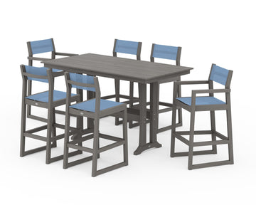 EDGE Sling 7-Piece Farmhouse Bar Set with Trestle Legs