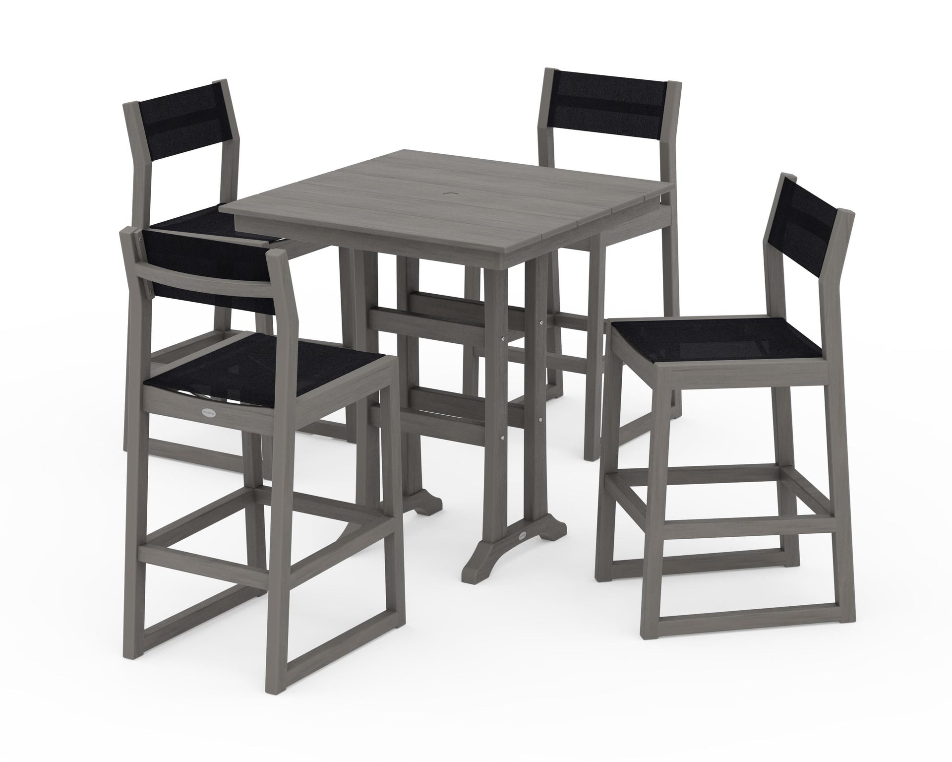 EDGE Sling Arm Chair 5-Piece Farmhouse Bar Set with Trestle Legs