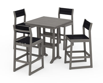 EDGE Sling Arm Chair 5-Piece Farmhouse Bar Set with Trestle Legs