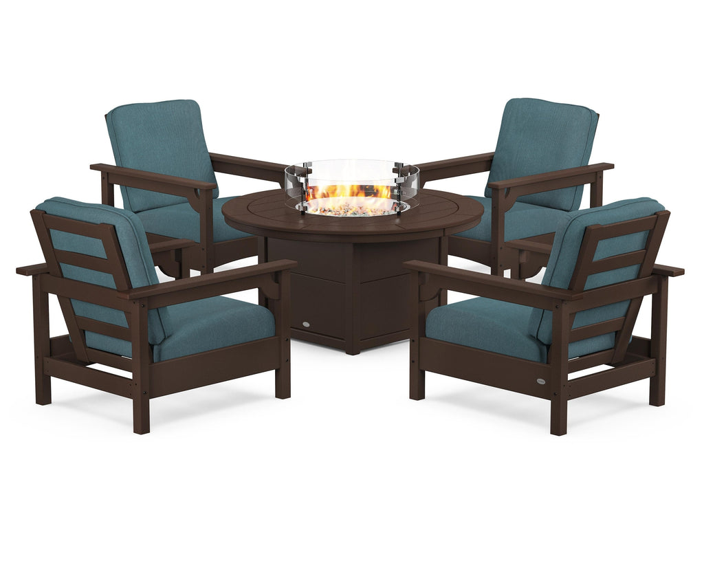 Club 5-Piece Conversation Set with Fire Pit Table