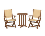 Coastal Folding 3-Piece Round Bistro Dining Set