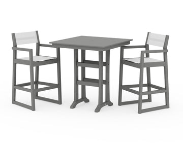 EDGE Sling Arm Chair 3-Piece Farmhouse Bar Set with Trestle Legs