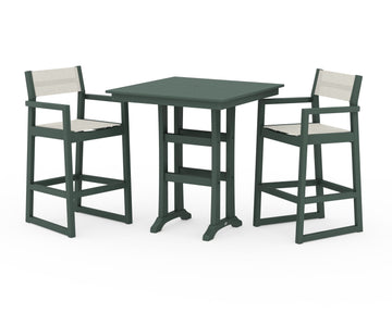 EDGE Sling Arm Chair 3-Piece Farmhouse Bar Set with Trestle Legs