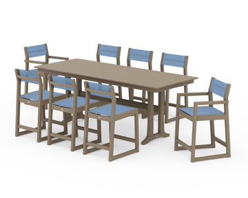 EDGE Sling 9-Piece Farmhouse Counter Set with Trestle Legs