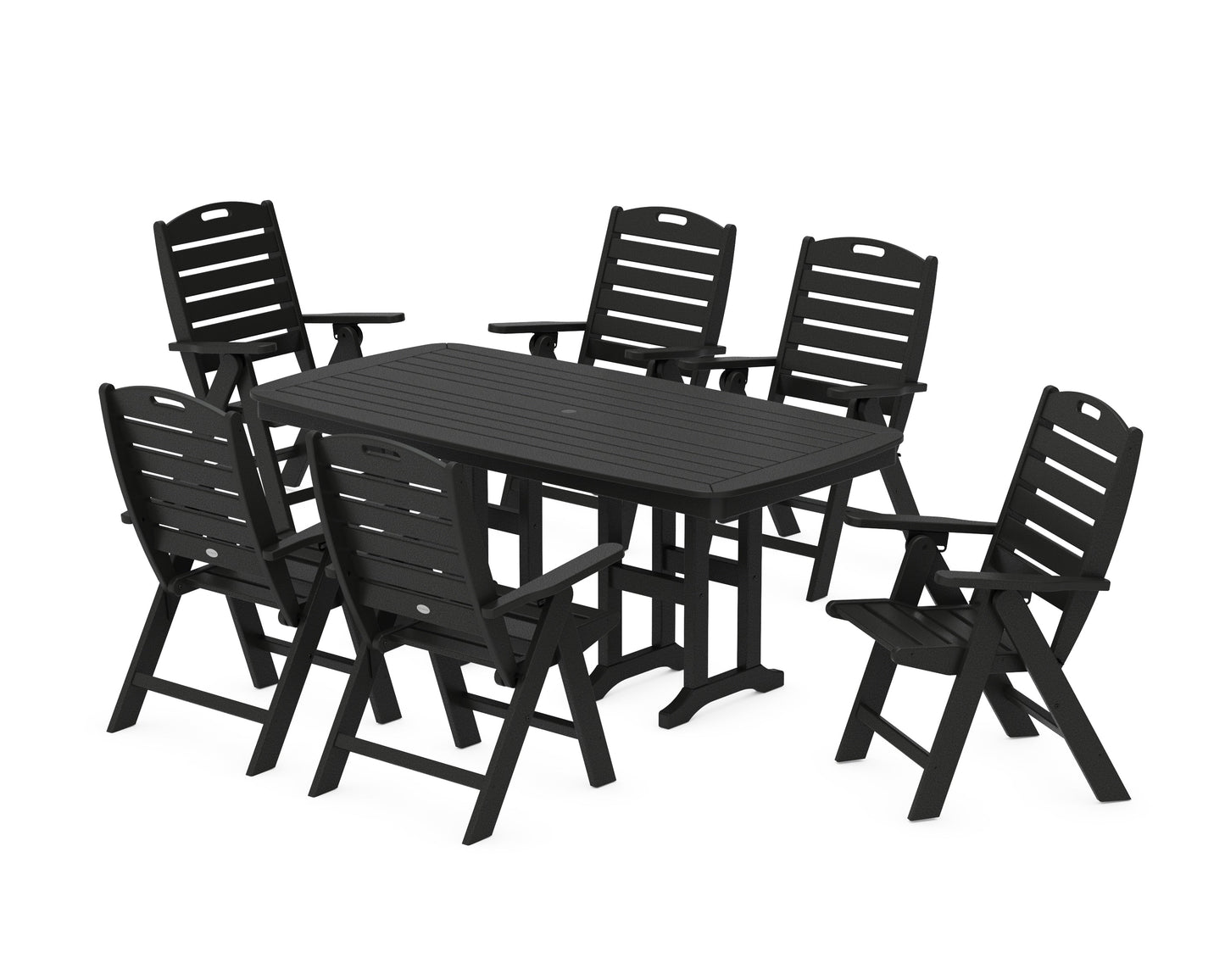 Nautical Folding Highback Chair 7-Piece Dining Set